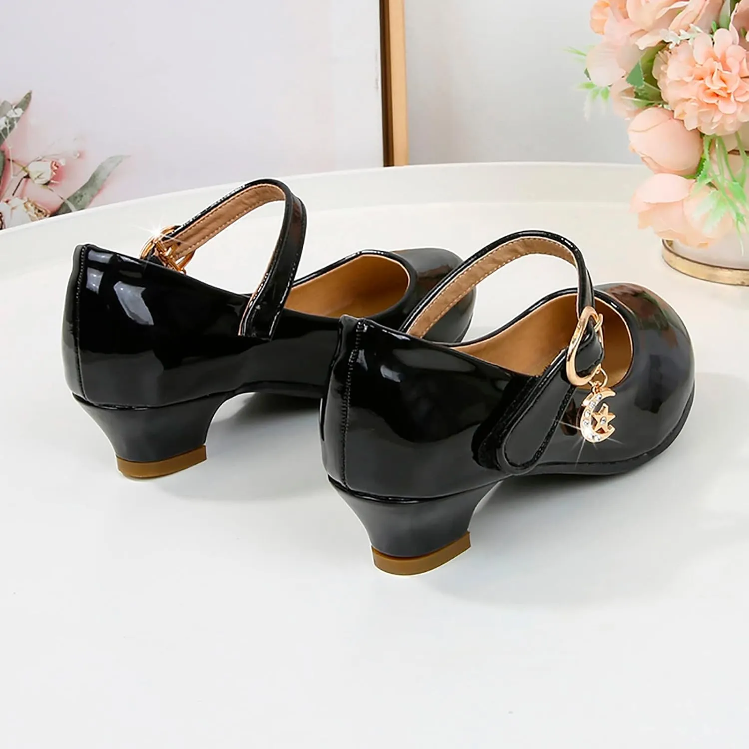 Childrens Girls Dress High Heels Shoes Casual Breathable Baby Kids Mary Jane Sandals Ankle Comfy Dance Non Slip Shoes