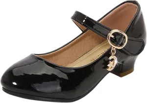 Childrens Girls Dress High Heels Shoes Casual Breathable Baby Kids Mary Jane Sandals Ankle Comfy Dance Non Slip Shoes