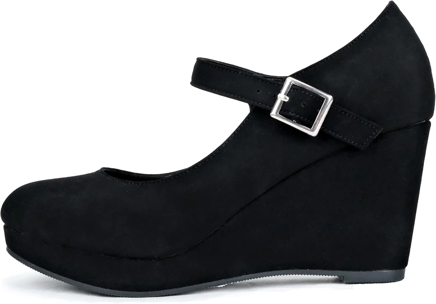 City Classified Women's Comfort Foam Closed Toe Dress Pump Ankle Strap Block Heel