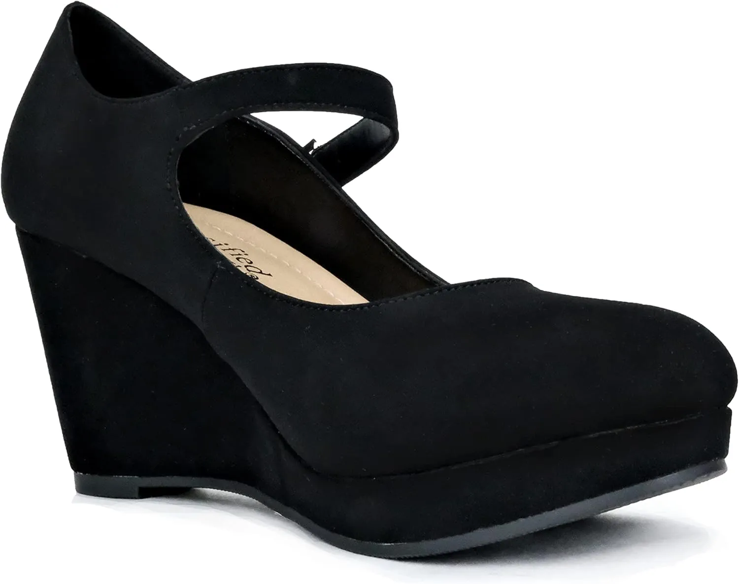 City Classified Women's Comfort Foam Closed Toe Dress Pump Ankle Strap Block Heel