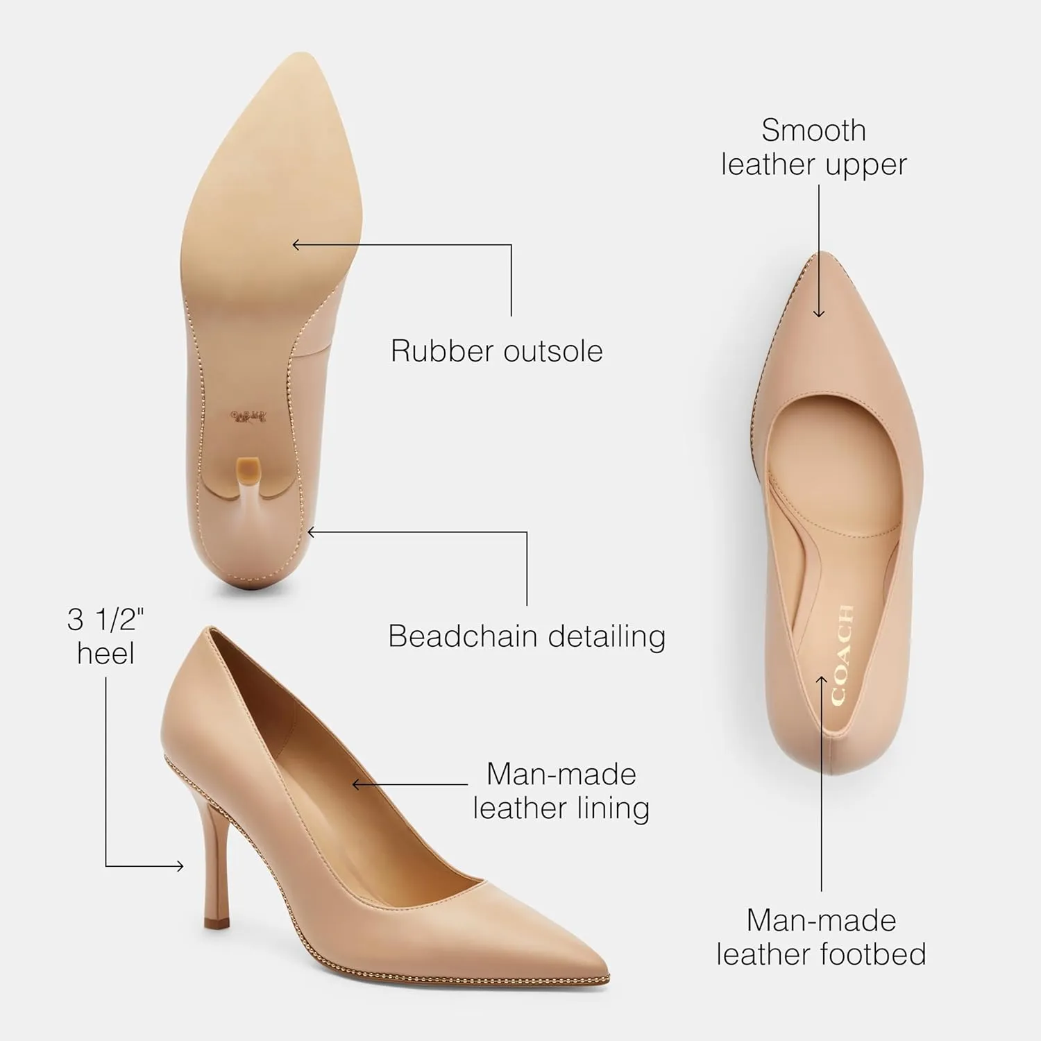 Coach Women's Samantha Pump, Pale Blush, 9