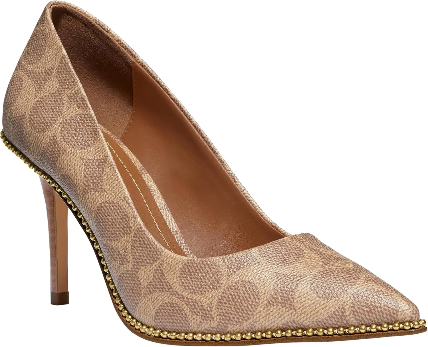 Coach Women's Waverly Pump, Tan Coated Canvas, 9