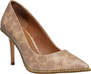 Coach Women's Waverly Pump, Tan Coated Canvas, 9