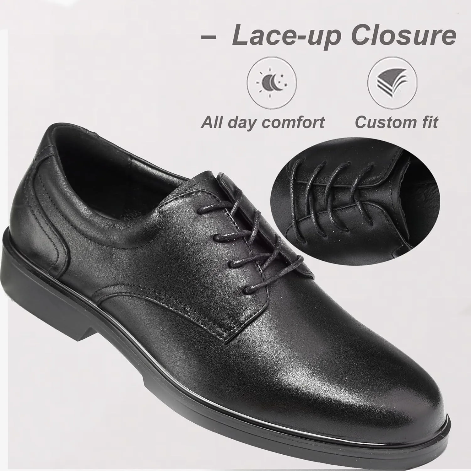 CONRAD Men's Black Safety Executive Oxford Dress Shoes - Oil Resistant, Slip Resistant, Kevlar Protection, Breathable EH Work Shoe