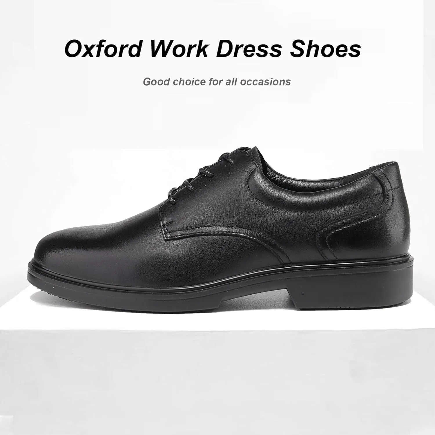 CONRAD Men's Black Safety Executive Oxford Dress Shoes - Oil Resistant, Slip Resistant, Kevlar Protection, Breathable EH Work Shoe