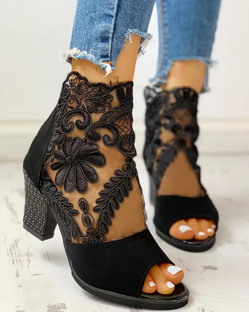 Creamtopmall High Square Heels Peep Toe Pumps Sandals
