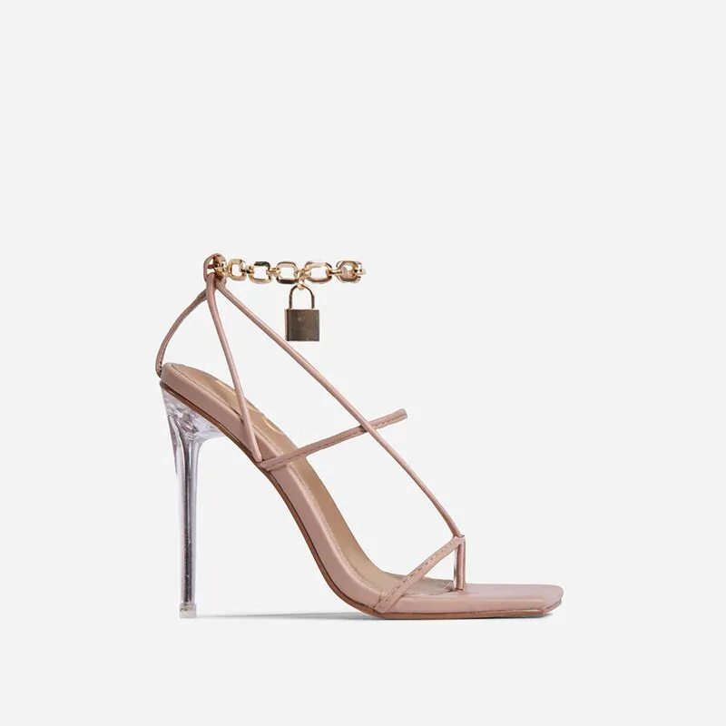 Creamtopmall Metal Chain Cross-Tied Thin Heels