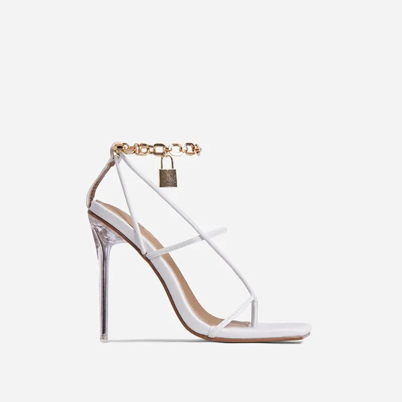 Creamtopmall Metal Chain Cross-Tied Thin Heels