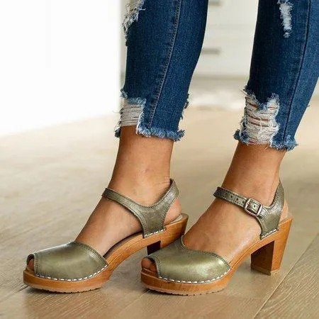 Creamtopmall Orange Peep Toe Casual Sandals
