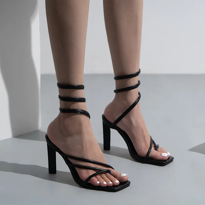 Creamtopmall Wrap-around Flip-On Stiletto Sandals