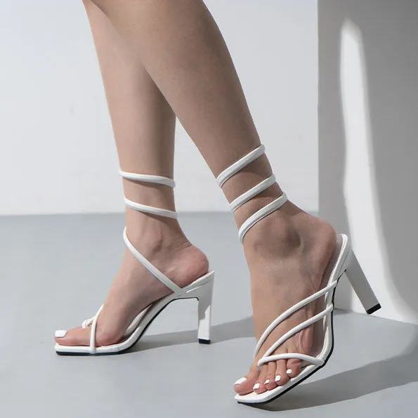 Creamtopmall Wrap-around Flip-On Stiletto Sandals