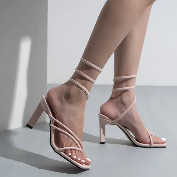 Creamtopmall Wrap-around Flip-On Stiletto Sandals