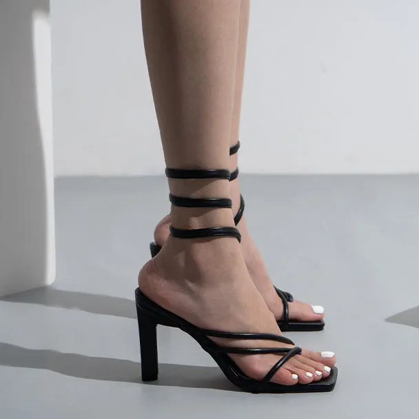Creamtopmall Wrap-around Flip-On Stiletto Sandals