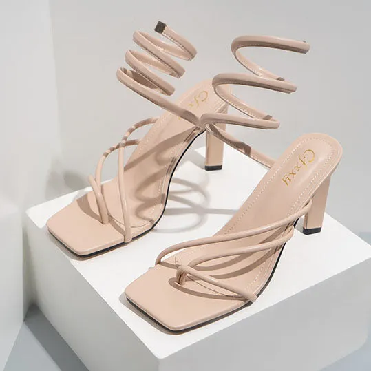 Creamtopmall Wrap-around Flip-On Stiletto Sandals