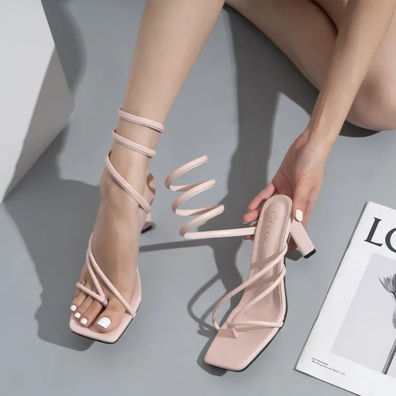 Creamtopmall Wrap-around Flip-On Stiletto Sandals