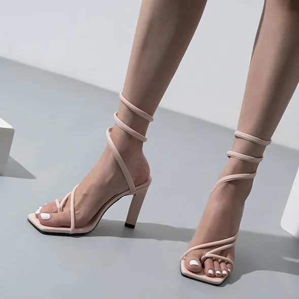 Creamtopmall Wrap-around Flip-On Stiletto Sandals