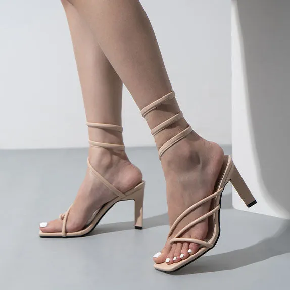 Creamtopmall Wrap-around Flip-On Stiletto Sandals