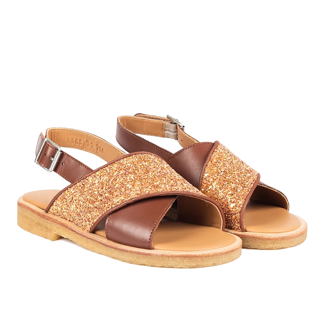 Cross sandal with sparkling glitter detail