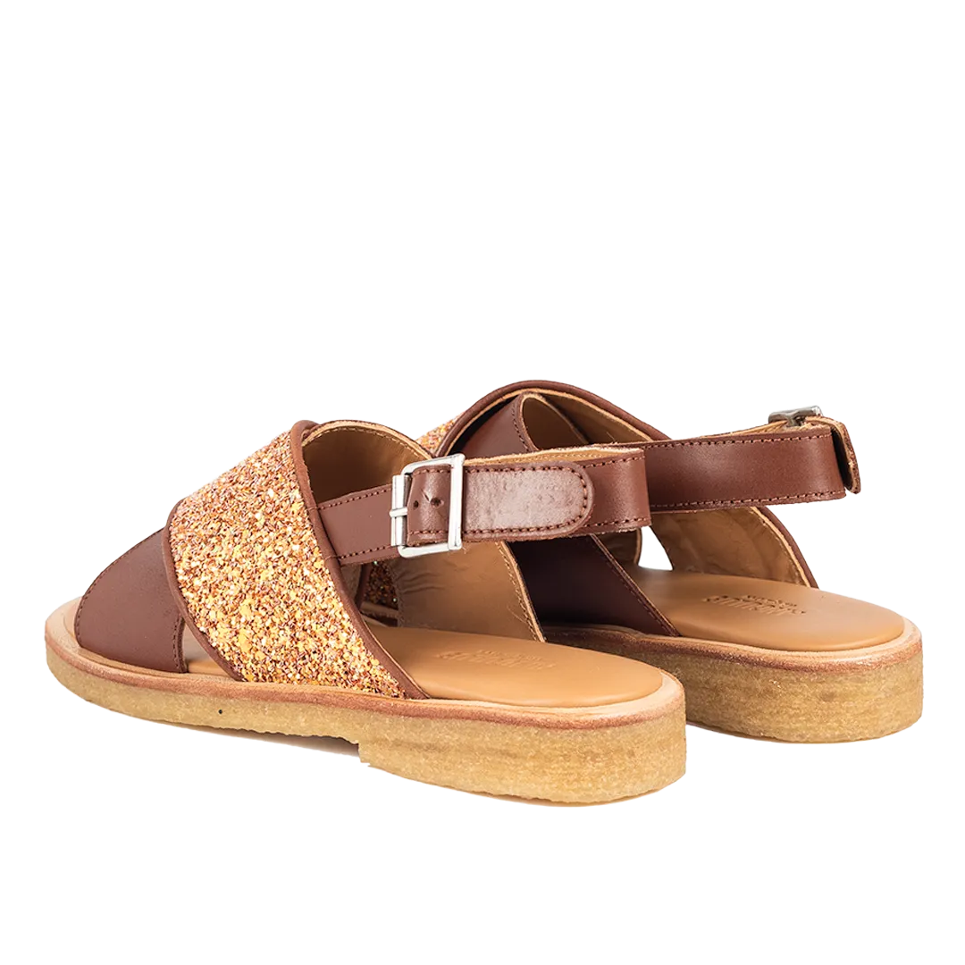 Cross sandal with sparkling glitter detail