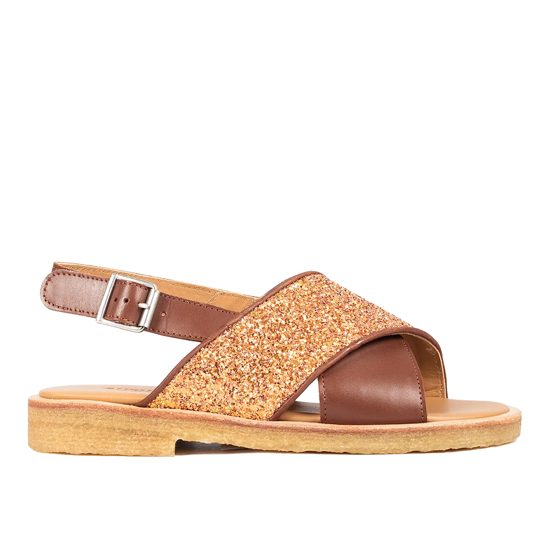 Cross sandal with sparkling glitter detail