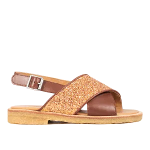 Cross sandal with sparkling glitter detail