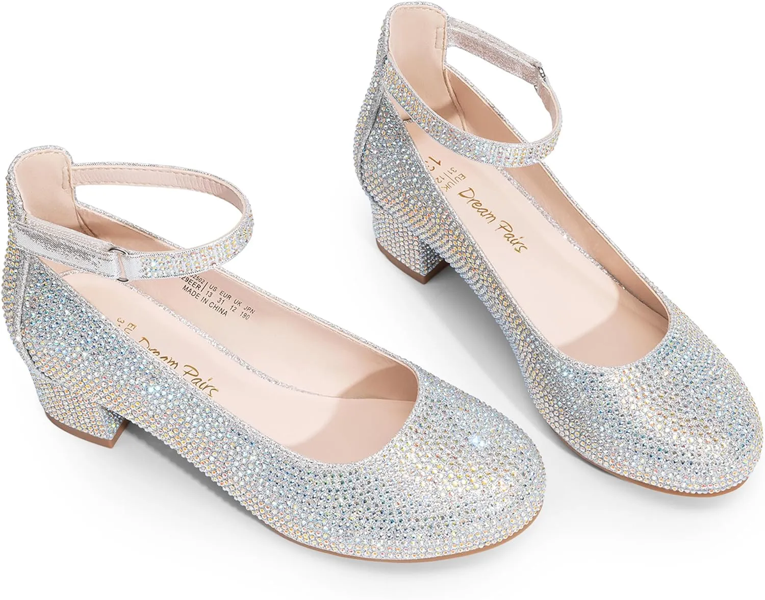 DREAM PAIRS Girls Dress Shoes Chunky High Heels Ankle Strap Party Wedding Princess Pump for Little Big Kid