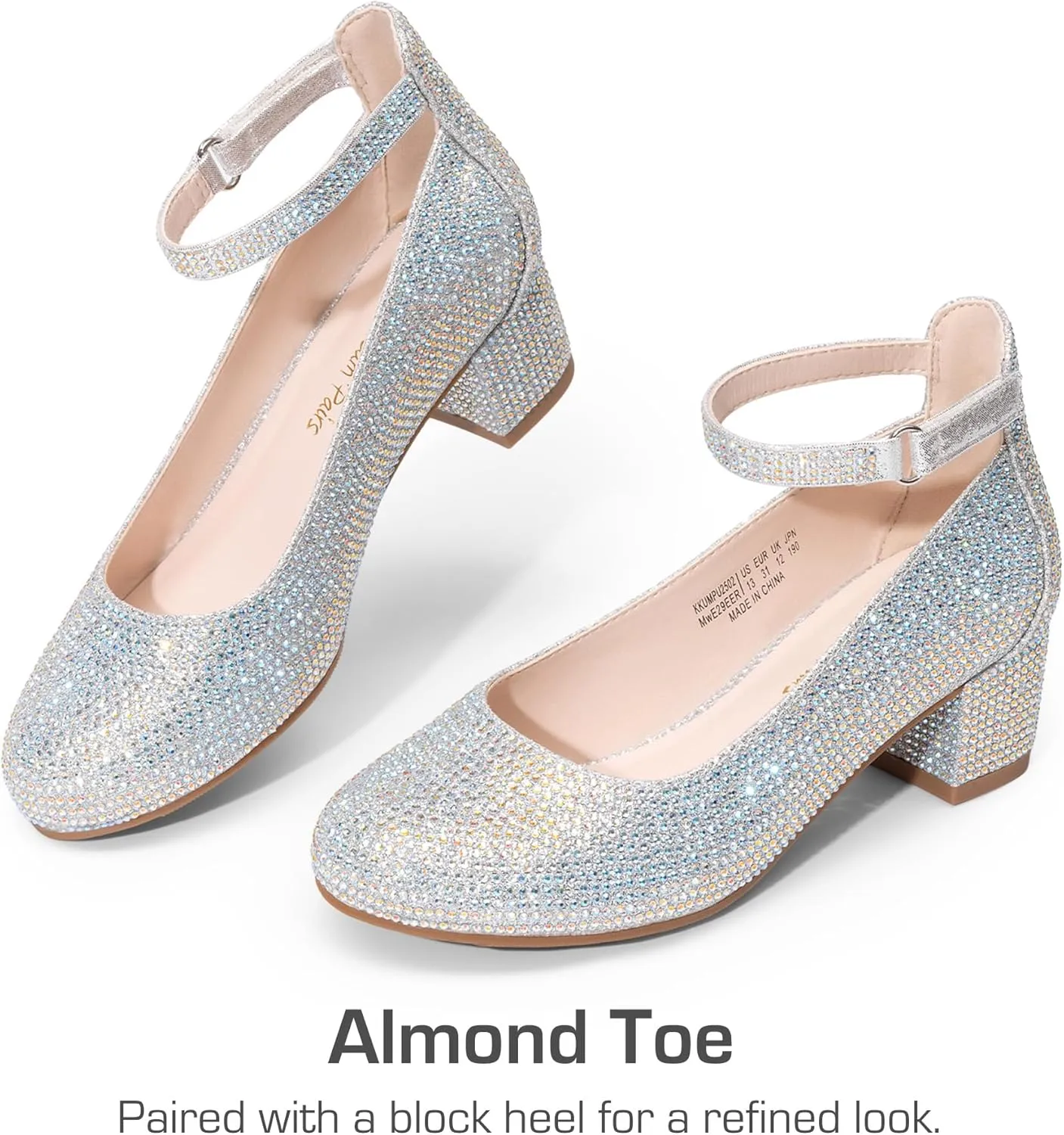 DREAM PAIRS Girls Dress Shoes Chunky High Heels Ankle Strap Party Wedding Princess Pump for Little Big Kid