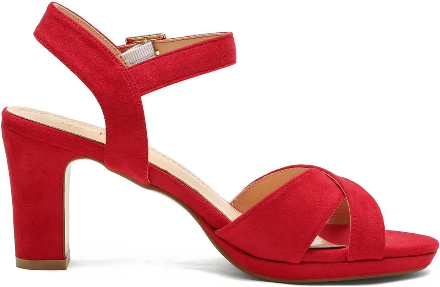 DREAM PAIRS Women's Chunky Heels Open Toe Ankle Strap Sparkly Heels Pump Sandals