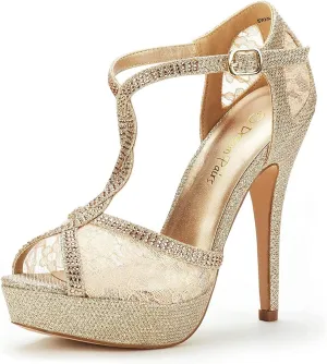 DREAM PAIRS Women's Heeled Sandals Pump