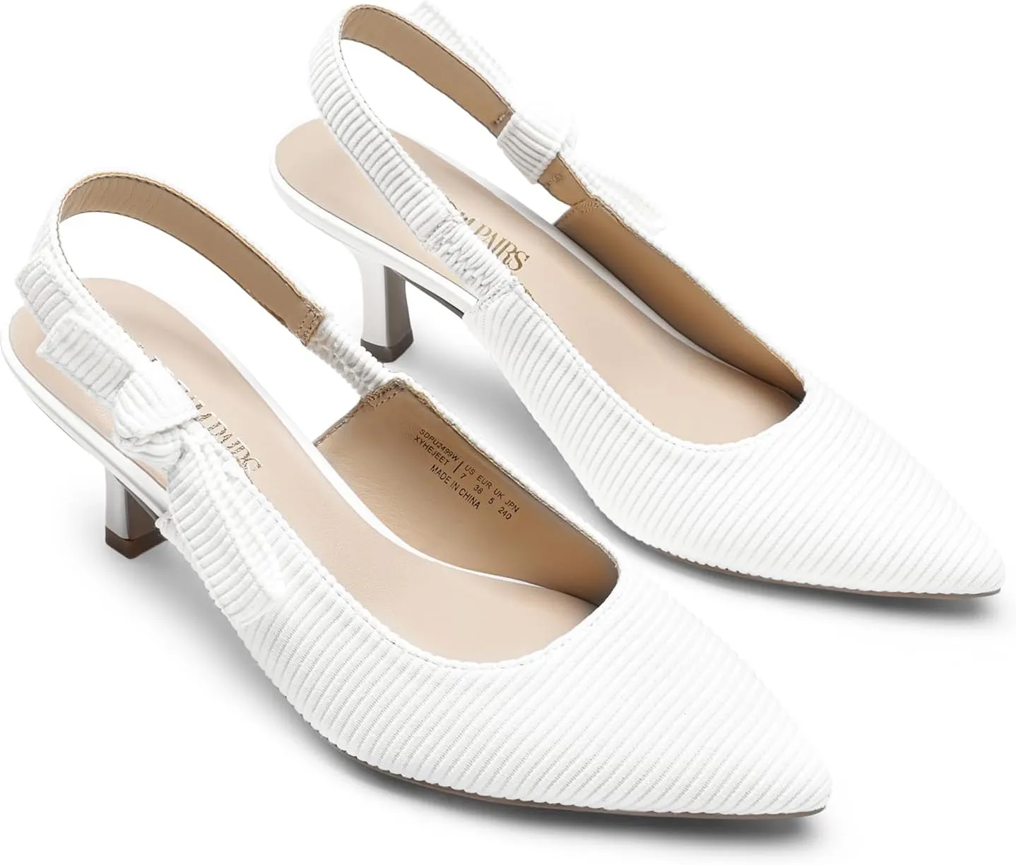 DREAM PAIRS Women's Kitten Heels Slingback Closed Toe Low Pumps Dress Bridal Elegant Wedding Casual Shoes