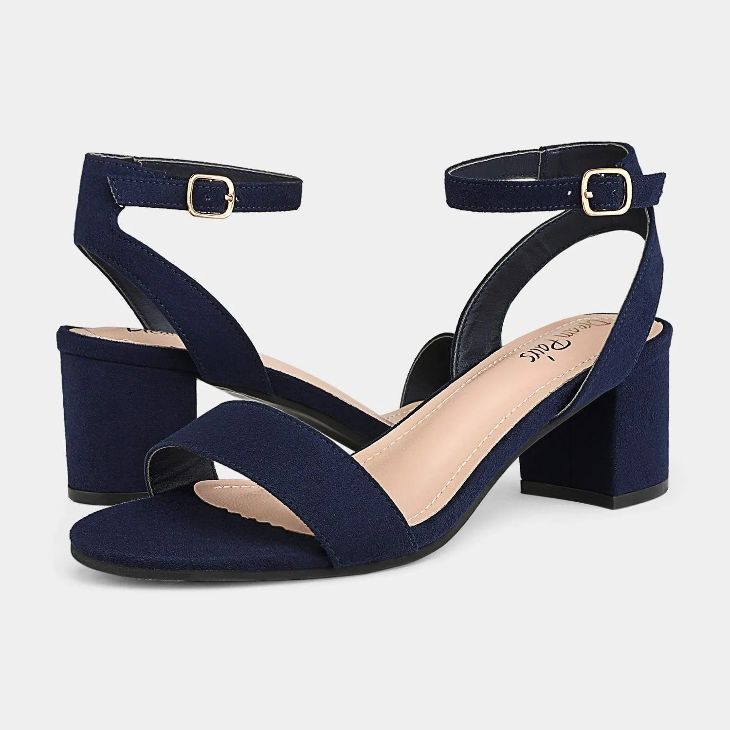 DREAM PAIRS Women's Open Toe Ankle Strap Low Block Chunky Heels Sandals Party Dress Pumps Shoes