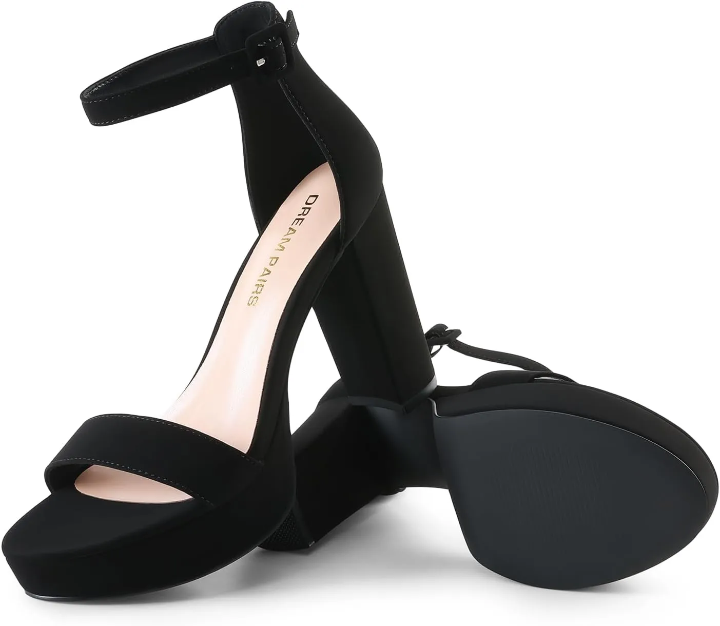 DREAM PAIRS Women's Platform Chunky High Heeled Sandals Open Toe Block Heels Ankle Strap Dress Shoes for Wedding Party Evening