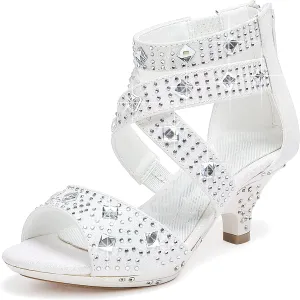 Dufannie Toddler Little Big Kid High Heels Flower Girls Party Dress Shoes Glitter Pump Sandals