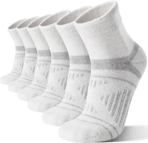 EBMORE 6 Pairs Merino Wool Ankle Hiking Running Socks Compression Support Thick Cushion No Show Socks for Men Women
