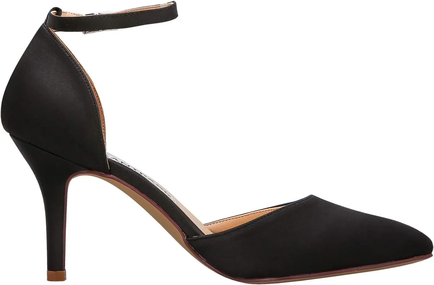 ELEGANTPARK Heels for Women Pointed Toe High Heel Pumps Satin Ankle Strap Wedding Bridal Evening Party Dress Shoes