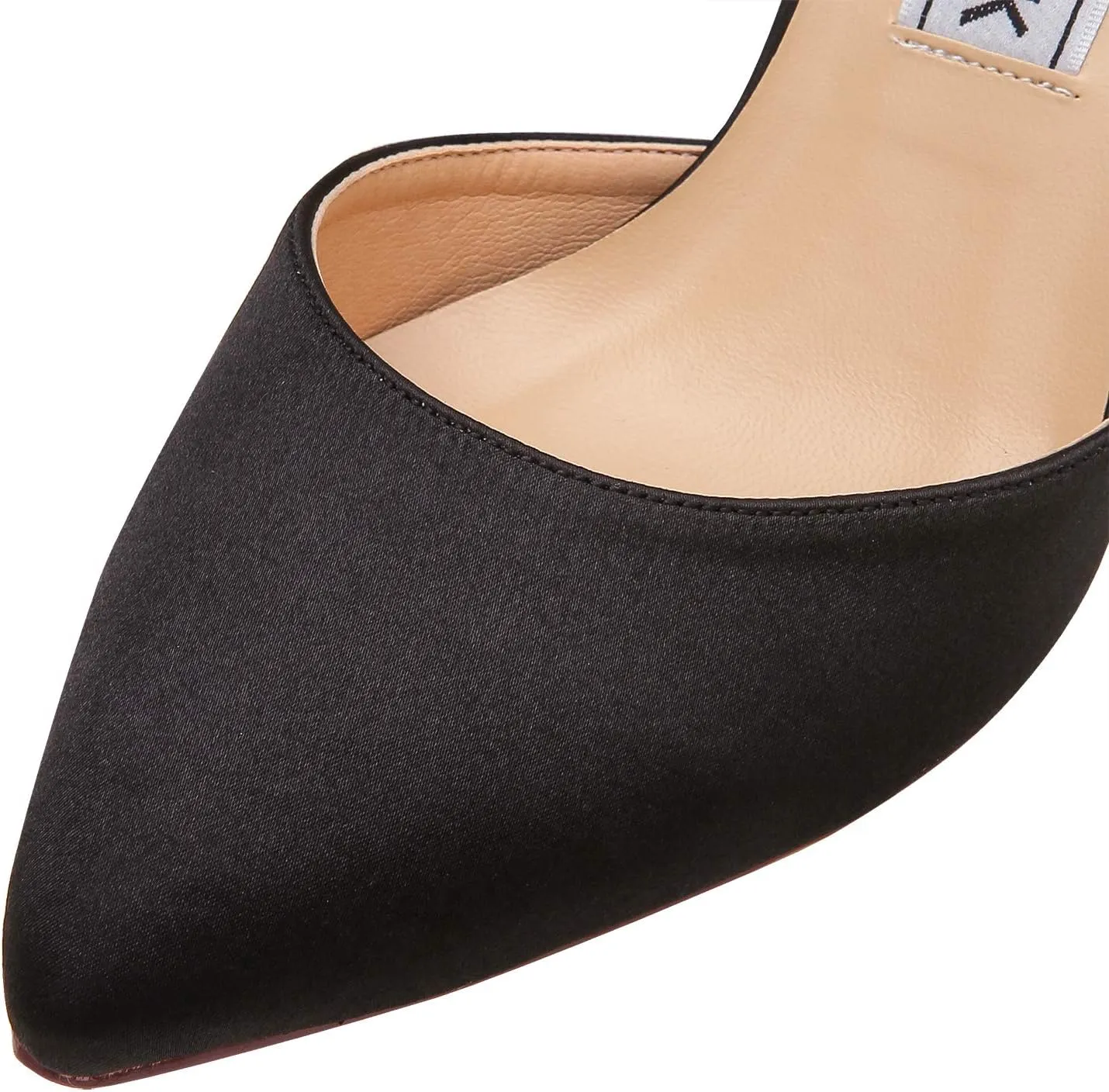 ELEGANTPARK Heels for Women Pointed Toe High Heel Pumps Satin Ankle Strap Wedding Bridal Evening Party Dress Shoes