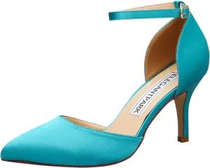 ELEGANTPARK Heels for Women Pointed Toe High Heel Pumps Satin Ankle Strap Wedding Bridal Evening Party Dress Shoes