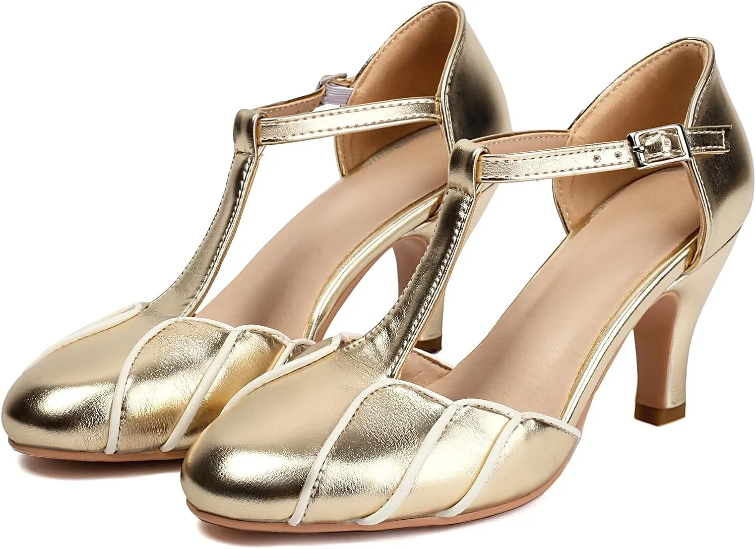 Elerhythm Women's Mary Jane Retro Rockability Close Round Toe Vintage 1920s Gatsby Heels 1950s Victorian Pumps Shoes
