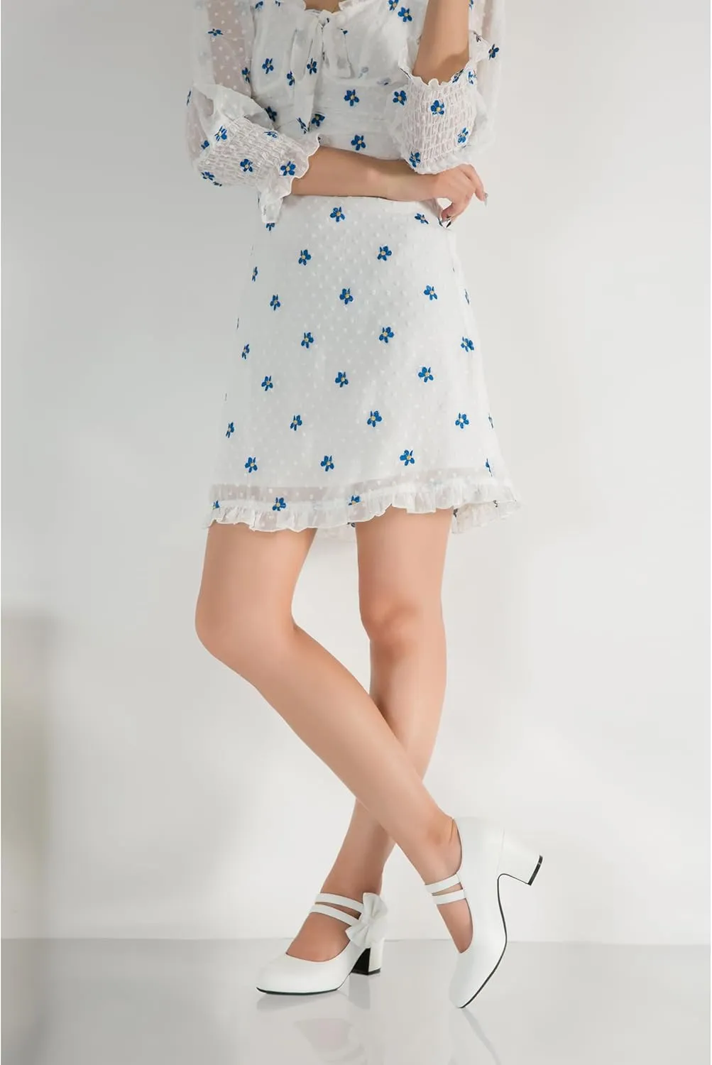 Enelauge Women's Mary Jane Heels with Bow Retro Closed Round Toe Pumps Sweet Ankle Strap Low Block Heels Chic Bowtie Vintage Dress Wedding Party Office Daily Shoes