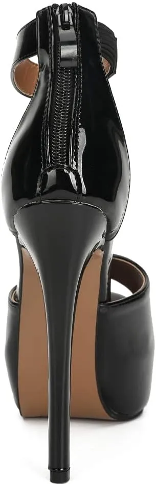 Enelauge Women's Sexy Ankle Straps Peep Toe Buckle Platform Stiletto Wedding Party High Heels Sandals