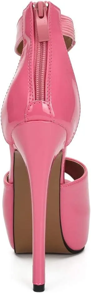 Enelauge Women's Sexy Ankle Straps Peep Toe Buckle Platform Stiletto Wedding Party High Heels Sandals