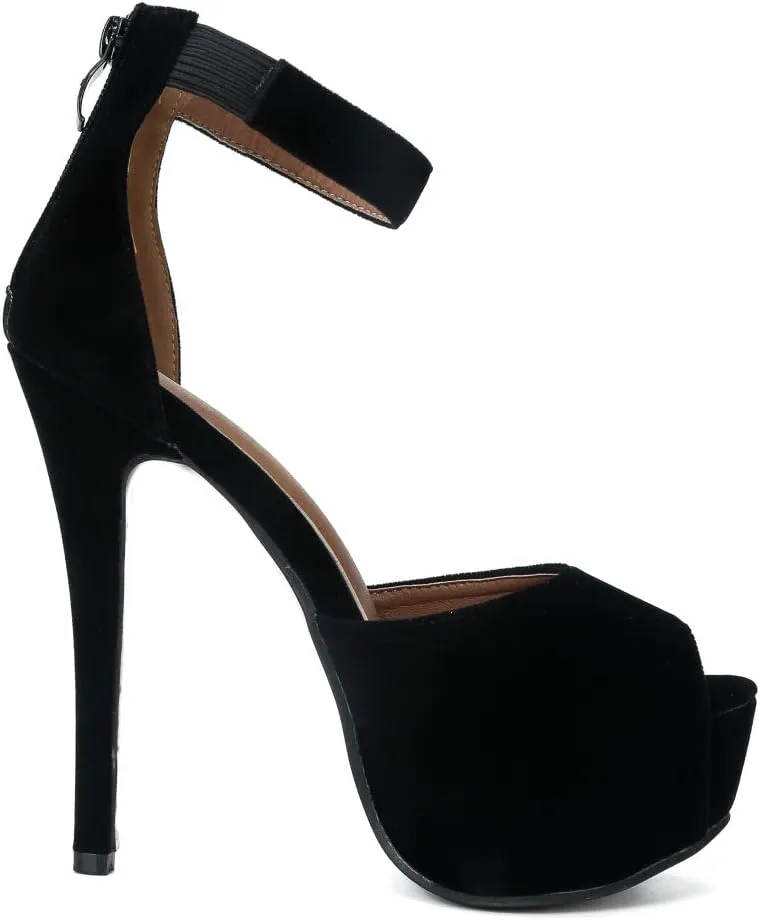 Enelauge Women's Sexy Ankle Straps Peep Toe Buckle Platform Stiletto Wedding Party High Heels Sandals