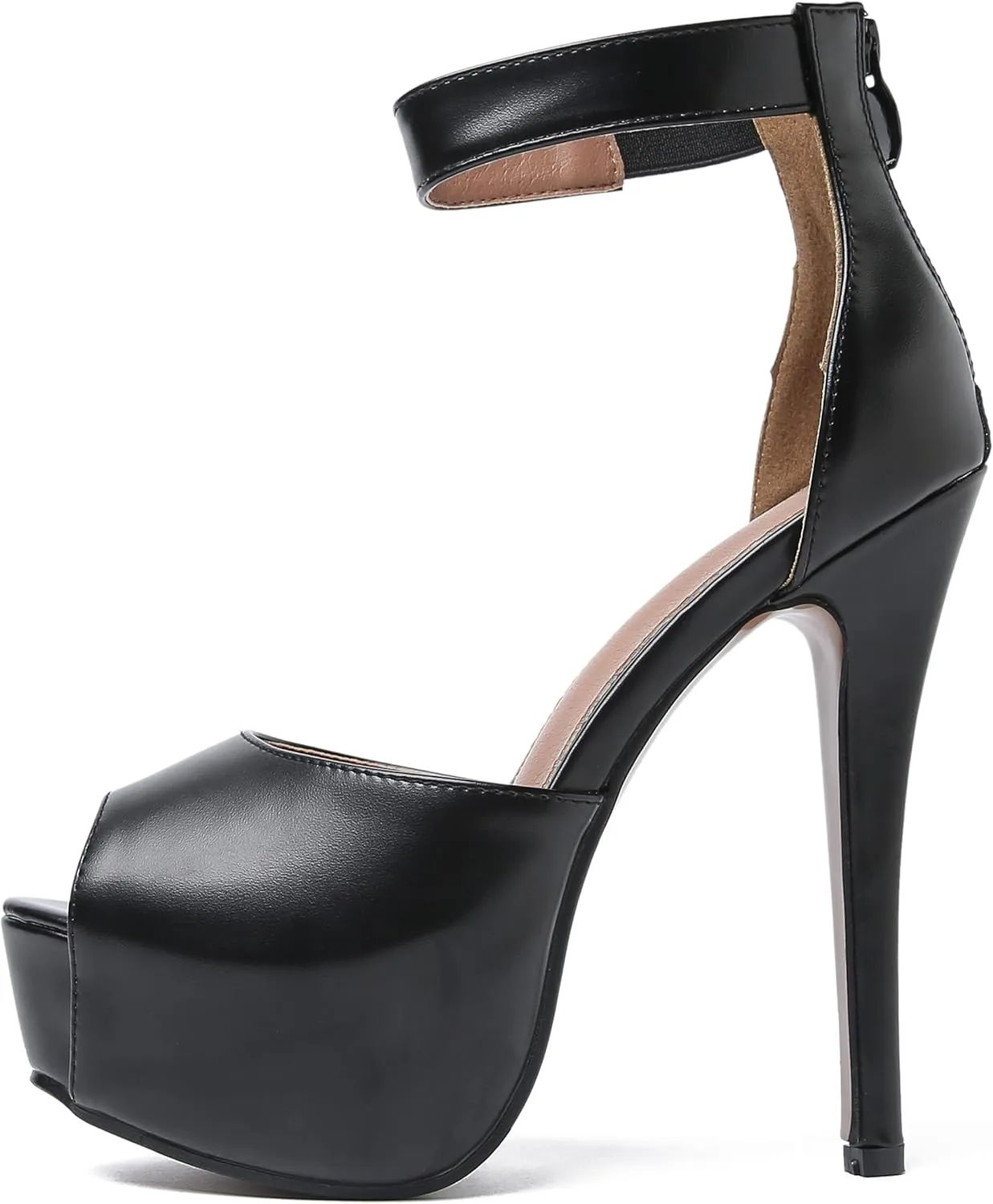 Enelauge Women's Sexy Ankle Straps Peep Toe Buckle Platform Stiletto Wedding Party High Heels Sandals