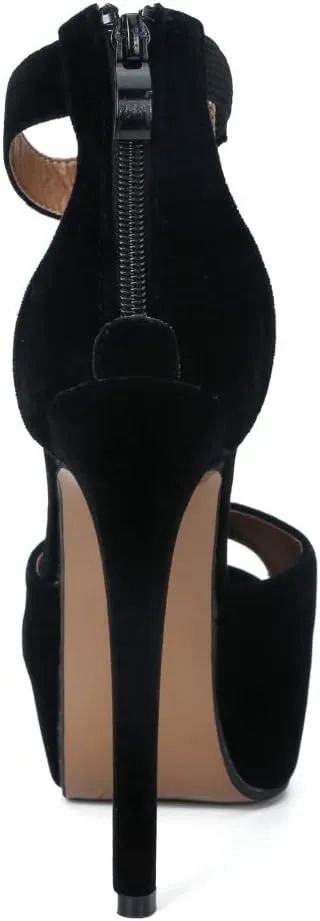 Enelauge Women's Sexy Ankle Straps Peep Toe Buckle Platform Stiletto Wedding Party High Heels Sandals
