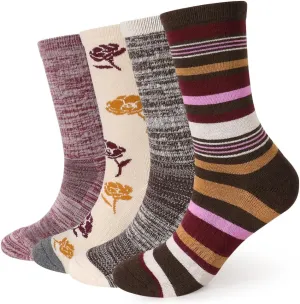 EnerWear 4 Pack Women's Merino Wool Outdoor Hiking Trail Crew Sock