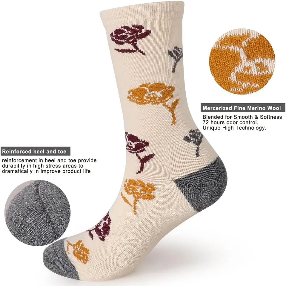 EnerWear 4 Pack Women's Merino Wool Outdoor Hiking Trail Crew Sock