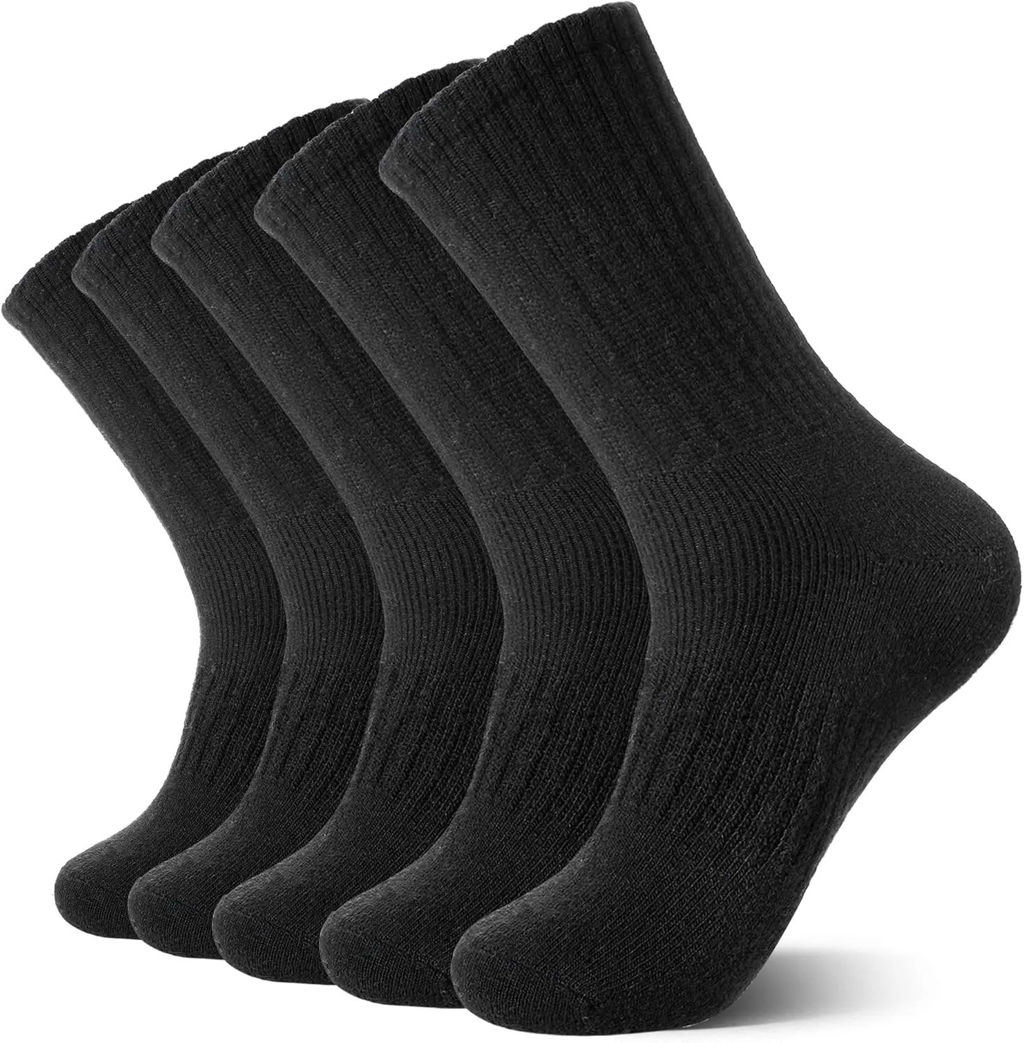 Eocom Merino Wool Hiking Socks for Women & Men Thermal Winter Warm Thick Cushion Crew Work Boot Socks 5 Pairs