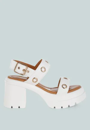 Eyelet Detail Platform Heel Sandals By RUW