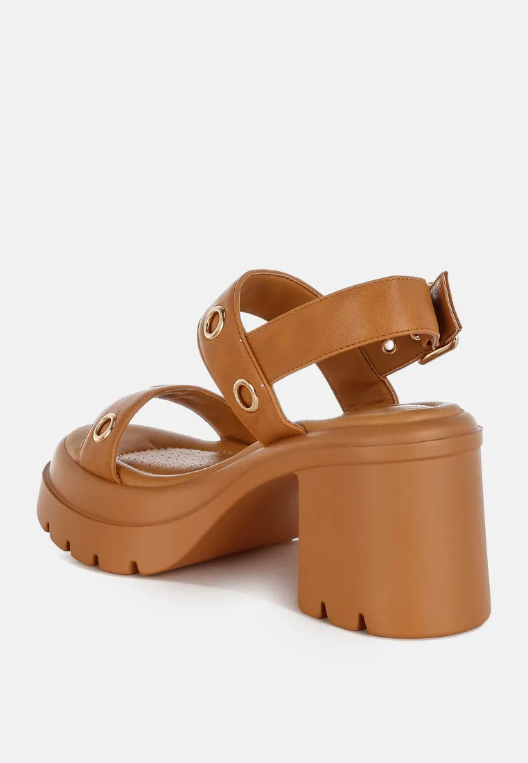 Eyelet Detail Platform Heel Sandals By RUW