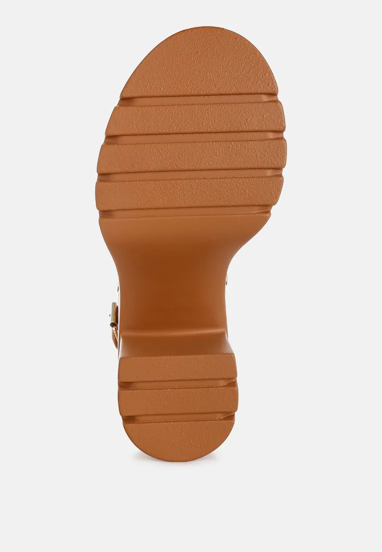Eyelet Detail Platform Heel Sandals By RUW